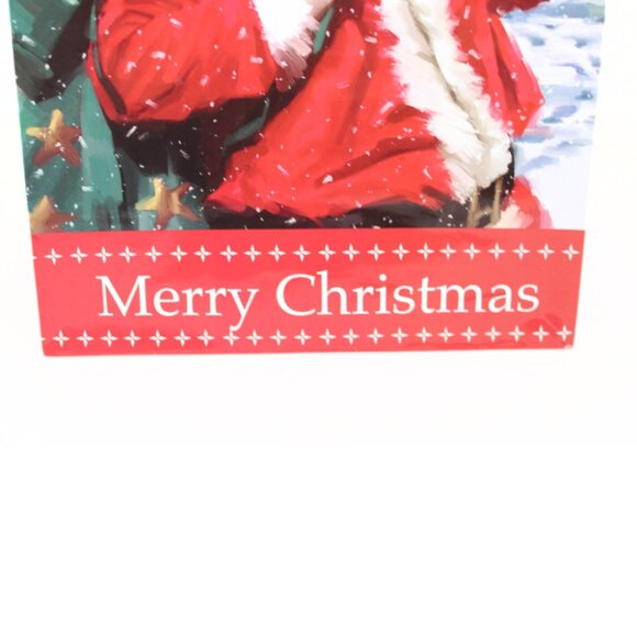 Set of 2 Used Christmas Gift Bags Santa Snowman Reusable Crafting Scrapbooking - Picture 2 of 15